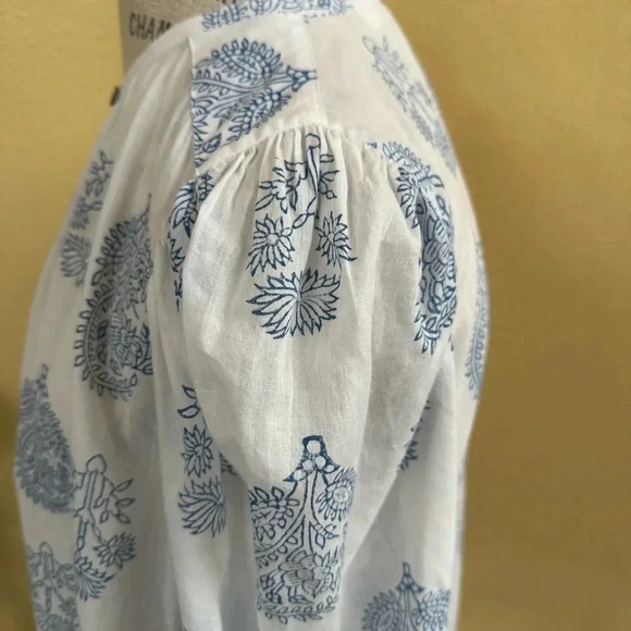 Alix Of Bohemia “Anna” Shirt In Lapis Bloom White/Blue Size Small EUC! - Picture 11 of 14